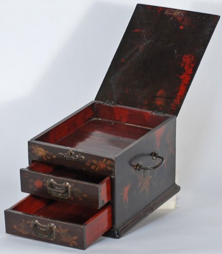 BK0234Y-Chinese Ladies' Jewelry and Cosmetic Box, Vintage, China, Wood (Mu), Antique Asian Decor: Ch