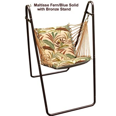 Hammock Chair and Stand Stand Color: Bronze, Fabric Color: Matisse Fern/Blue Solid