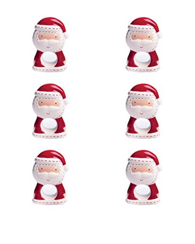 ZZZ_Merry Christmas Set Portatovaglioli 6 Pz. Bianco/Rosso