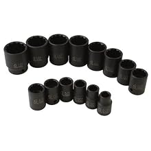 Sunex 2678 14 Piece 1/2-Inch Drive Standard Fractional 12 Point Impact Socket Set