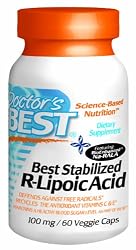 Doctor's Best Best Stabilized R-Lipoic Acid Featuring Bioenhanced Na-RALA (100 mg), Vegetable Capsules, 60-Count