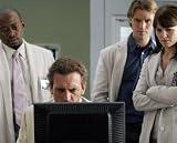 HUGH LAURIE AS DR. GREGORY HOUSE, LISA EDELSTEIN AS DR. LISA CUDDY, OMAR EPPS AS DR. ERIC FOREMAN, ROBERT SEAN LEONARD AS DR. JAMES WILSON FROM HOUSE M.D. - Licensed Photo - Professional Photographic Print - Picture SIZE 10x8