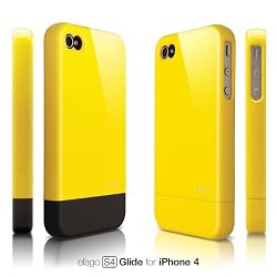 elago S4 Glide Case for iPhone 4 - Sport Yellow + Extra Bottom Clip + Front Protection Film + Back Protection Film included