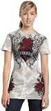 Sinful by Affliction  Junior's Almada Baby Tee,Grey Spine Wash,Large