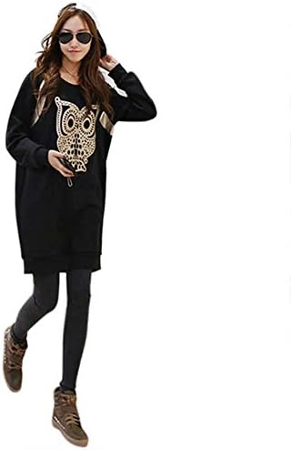 Women Crewneck Oversized Owl Print Long Sleeve Sweater Sweatshirt Tops