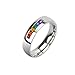 BodyJ4You Ring Rainbow Stainless Steel Band Princess Cut Rainbow Crystals