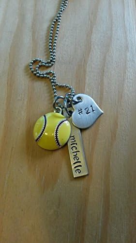 Hand Stamped Necklace Personalized Softball Necklace - Great for Softball Team Gift - Girls Softball Necklace