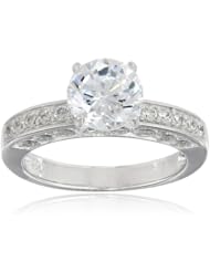 Sterling Silver Simulated Diamond Solitaire Ring, Size 7