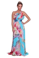 One Shoulder Chiffon/Knit  Floral Print  Ball Gown Evening Dress/Homecoming Dress/Prom Dress/Party Dress/Maxi Dress 