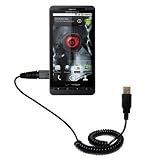 Coiled USB Cable for the Motorola Droid X with Power Hot Sync and Charge capabilities – uses Gomadic TipExchange Technology