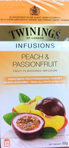 Twinings Peach &amp; Passion Fruit Tea, Fruit Flavoured Infusion. Pack Of 25 Pcs. (Free A Gift Wooden Key Chain Guitar Handmade).