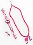 Mattel 25119 - Barbie Set mit Strass-Armbanduhr, Ohrringen und Halskette - auf Blisterkarte 20x28 cm