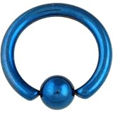 Single PVD Stainless Steel Captive Bead Ring: 10g 5/8 Blue