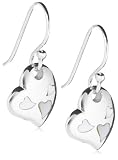 Sterling Silver E4353-WHT Women's Curved Heart Drop Earrings