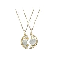 14k Round Two-Tone Mizpah Pendant Necklace with Two Halves, 18", 20"