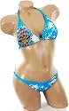 Sexy Bathing Suit Blue Cute Trendy Graphic Skull Tattoo Print Bikini Two Piece Swimsuit with Bottoms