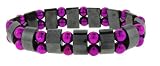 Hematite Bracelet - Tanker with Purple Round Beads