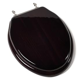 Comfort Seats C1B1E-16BN Designer Solid Wood Toilet Seat with PVD Brushed Nickel Hinges, Elongated, Mahogany by Comfort Seats