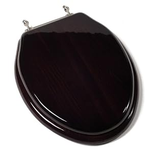 Comfort Seats C1B1E-16BN Designer Solid Wood Toilet Seat with PVD Brushed Nickel Hinges, Elongated, Mahogany