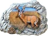 Raised Standing Deer Figure In Rocks Scene Collectible Figurine 7.75