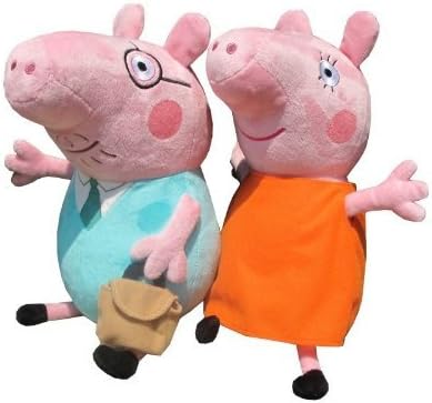 Peppa Pig Family Plush Doll Set 4pcs 30cm (12") Daddy Mummy Pig+19cm (8")george Peppa Pig Plus + 1 Pair Bobby Pin As Gift