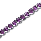 Must Have Awesome 16.00 carats total weight Round Cut Amethyst Gemstone Tennis Bracelet in Sterling Silver