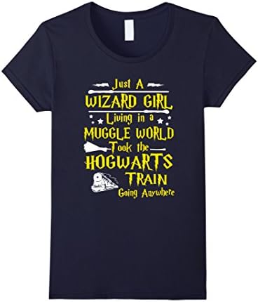 Women's Just a Wizard Girl T-Shirt Medium Navy