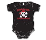 Surrender Yer Bottle - Pirate Skull with Crossbones - Silly Baby Onesie, Black
