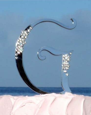 Expressions Swarovski Crystal Monogram Cake Topper Single Large Cake Letter (E)