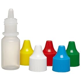 Nalgene Dropper Bottles With Assorted Colored PP Closure, LDPE, Clear, Lab Pack, 4mL (Case of 25)