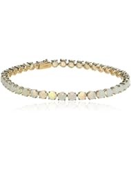 14k Gold Round Natural Opal Tennis Bracelet