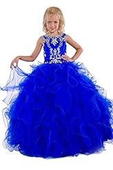 Girls Organza Crystals Jeweled Lace Crystal Beaded   Ball Gown Pageant Dress/Party Dress 
