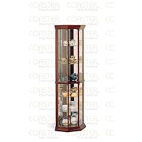 Coaster Solid Wood Glass Corner China Curio Cabinet, Cherry Finish