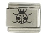 SilverBin Black Lady Bug Stainless Steel Italian Charm Link