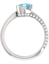 10K White Gold 7.00x5.00mm Oval Cut Aquamarine and Diamond Ring -- LIFETIME WARRANTY