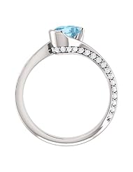 14K White Gold 7.00x5.00mm Oval Cut Aquamarine and Diamond Ring -- LIFETIME WARRANTY