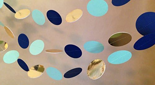 Navy Blue, Gold Mirror and Mint Paper Garland