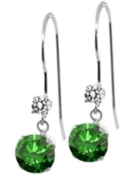 1.23 Ct Round Green Diamond White Diamond 14K White Gold Earrings