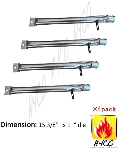 16231 (4-pack) Universal BBQ Gas Grill Replacement Straight Stainless Steel Pipe Tube Burner for BBQ Pro, Kenmore Sears, K Mart Part, Members Mark Part, Outdoor Gourmet, Lowes Model Grills