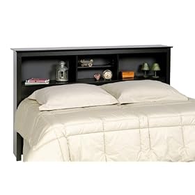 Sonoma Black Finish Double Queen Size Storage Headboard