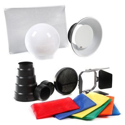 Sechsteiliges Mobile Studio Lichtformer-Set Quenox für Aufsteckblitze