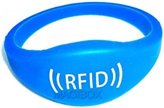 4PCS Colorful 125khz Rfid Waterproof Proximity ID Card EM card RFID wristbands bracelets and wrist band ID TK4100 silicone id wristband (Blue)