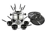 Edelstahl Fondue Fondü Set Drehkarussel 28 Teile für 6 Personen inkl. Teller