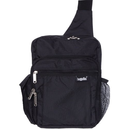 Baggallini Crinkle Messenger Sling Bag Black Sling Bag