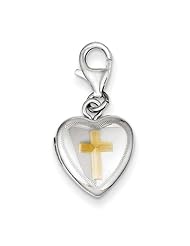 Sterling Silver Gold-plated Cross Lobster Clasp 12mm Heart Locket