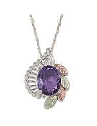 Black Hills Gold Amethyst Birthstone Sterling Silver Necklace