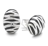 ITALIAN STERLING SILVER EARRINGS WITH BLACK ENAMEL