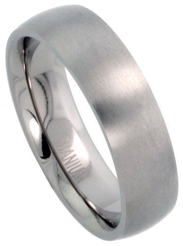 Titanium 6 mm (1/4 in.) Comfort Fit Plain Dome Wedding Band / Thumb Ring (Available in Sizes 5 to12)