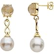 14K Yellow Gold Paspaley South Sea Cultured Pearl and Rutilated Quartz Cabochon Earrings - 12.00mm