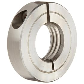 Climax Metal TC-037-16-S Shaft Collar, Stainless Steel, One Piece , Threaded Style, 3/8-16 Internal Thread, 1-1/16" OD, 5/16" Wide, With 6-32 x 3/8 Clamp Screw